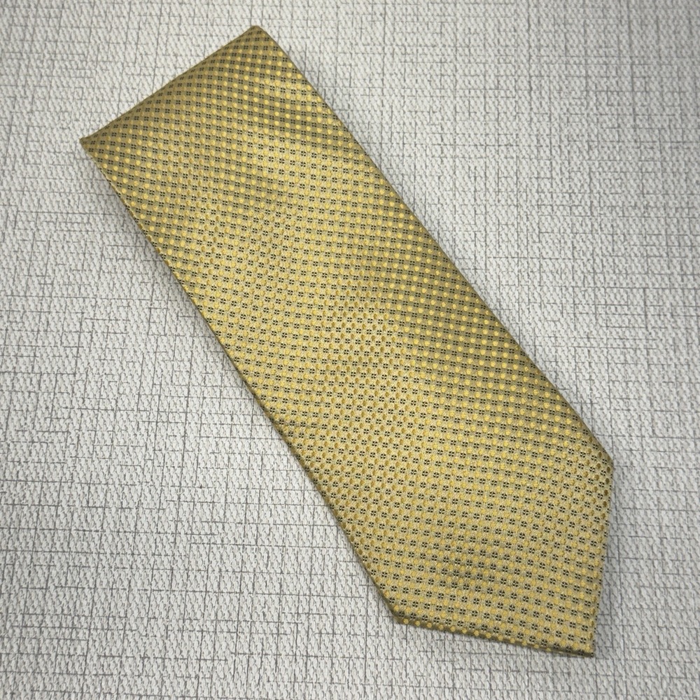Pronto Uomo Silk Necktie Mens OS Gold‎ Yellow Geometric Formal Dapper Elegant